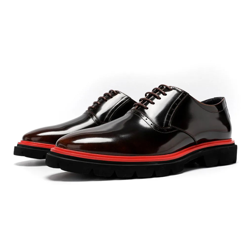 Echte Vollnarbenleder Herren Business-Schuhe Polierter britischer Stil Business Casual Oxford-Schuhe Mode Color-Block Spitz zulaufend