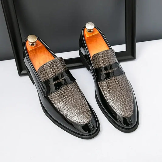 Slipper Schuhe Herren Color Blocked Business Freizeit Mode Rundkopf Formelle Hochzeitsschuhe