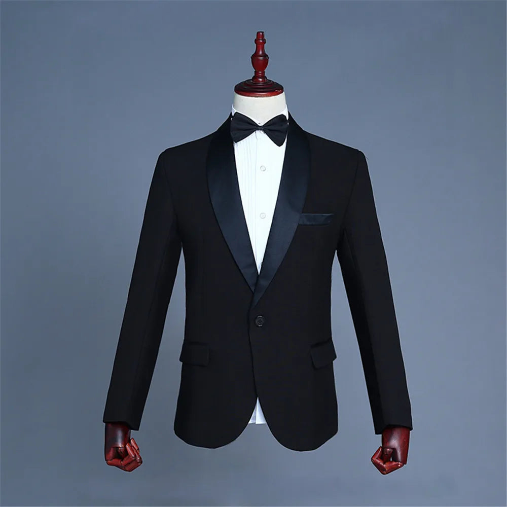 Classic Two-piece Men Suits White Blazer and Pants Basic Slim Fit Suit Jacket Wedding