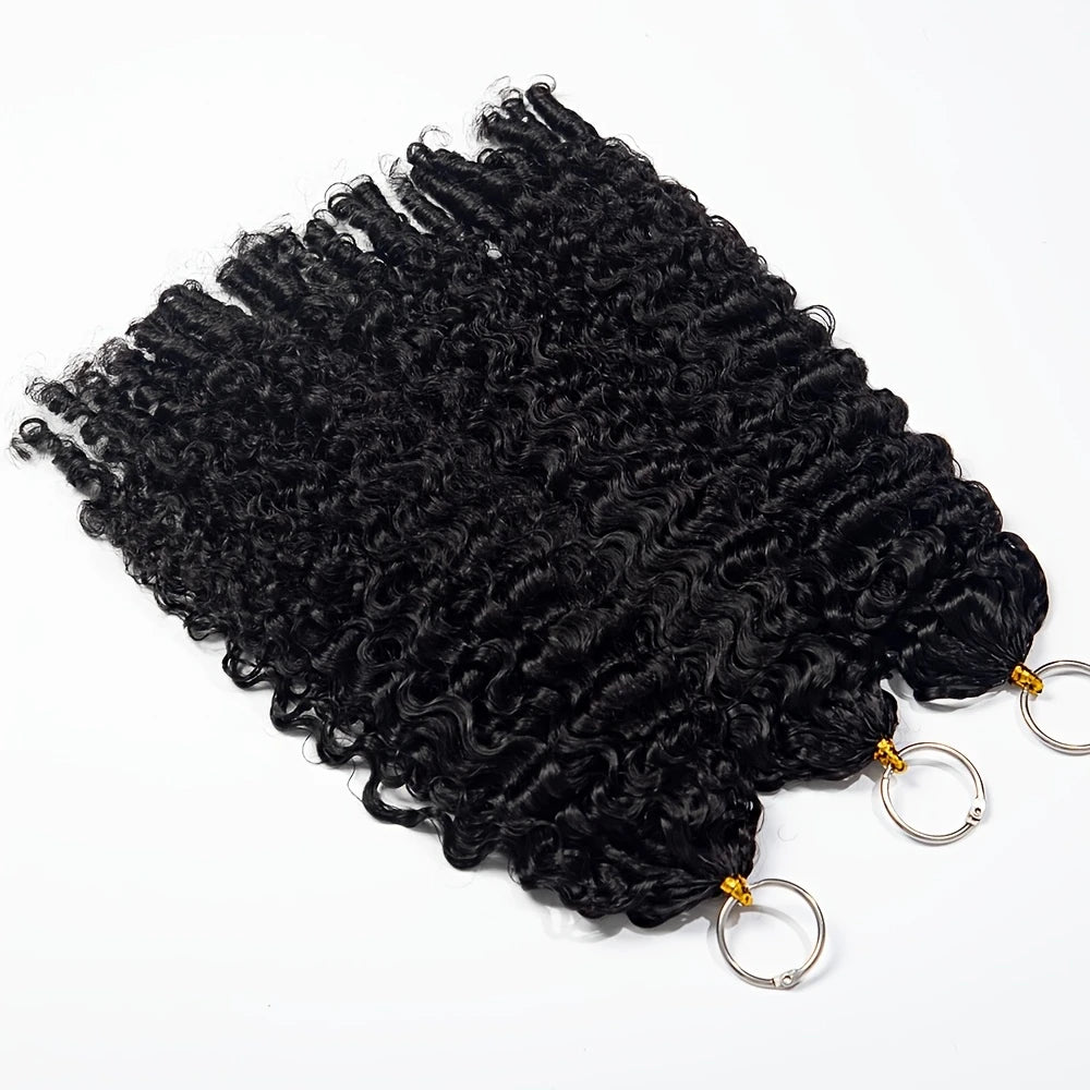 Burmese Curly Human Hair Extensions Boho Braided Pre-Looped Feather Crochet Hair with Miracle Knots Spiral Curly Hair for Braids