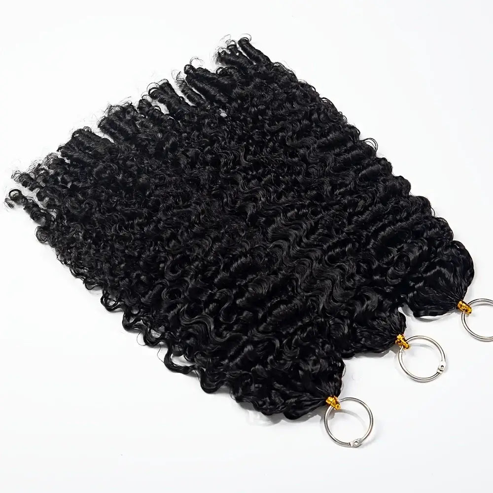 Burmesische Locken Echthaar Extensions Boho geflochtene vorgefertigte Feder-Häkelhaare mit Wunderknoten Spiral-Lockenhaare für Zöpfe