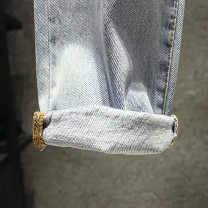 Men's Jeans with Holes Man Cowboy Pants Cropped Harem Hip Hop Trousers Torn Ripped Broken Retro Classic Trend  Korean Style