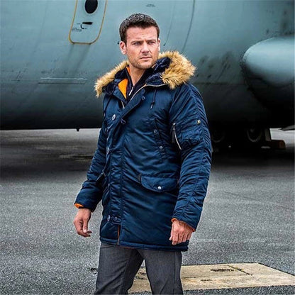 Winter N3B usaf waterproof puffer long coat military fur hood warm tactical bomber army thick us air force parka for men