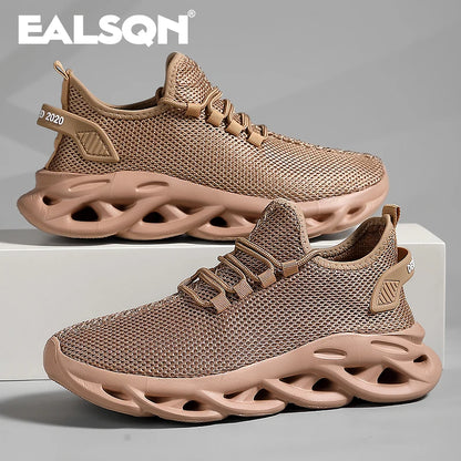 Men Sports Running Black Jogging Shoes Casual Sneakers Brown Outdoor Breathable Mesh Women Light Shock-absorption Black Tennis