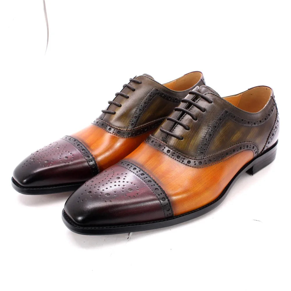 Herren dreifarbige Oxford-Schuhe Britische Leder-Abendschuhe Mode Chelsea High-End Herren handgefertigte Lederschuhe Zapatillas Hombre