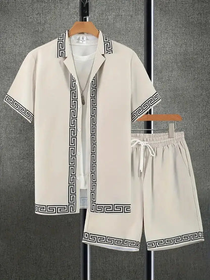 Summer Men's Shirt Set 3D Printed Casual Loose Vintage T-shirt And Shorts Set Beach Vacation Comfort Hawaiian Shirt 2 Pieces