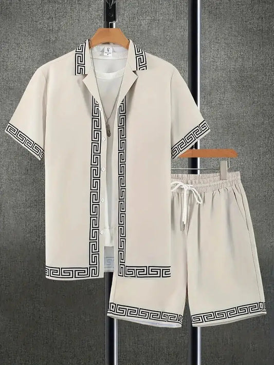 Summer Men's Shirt Set 3D Printed Casual Loose Vintage T-shirt And Shorts Set Beach Vacation Comfort Hawaiian Shirt 2 Pieces
