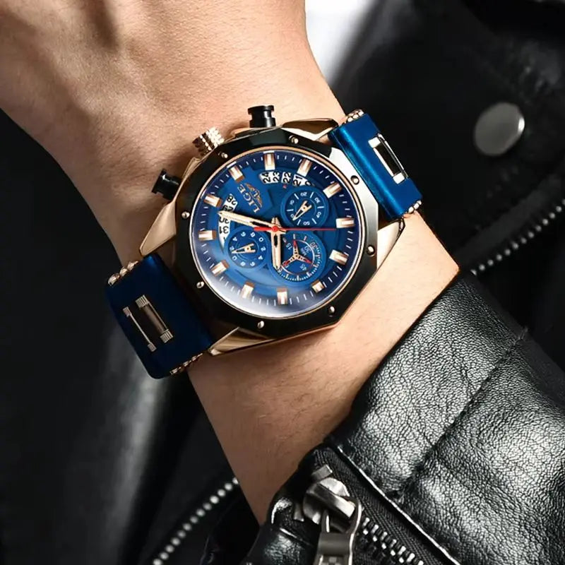 LIGE Casual Sport Men Watch Luxury Quartz Men Watches Military Silicagel Wristwatch Fashion Waterproof Chronograph Watch for Men
