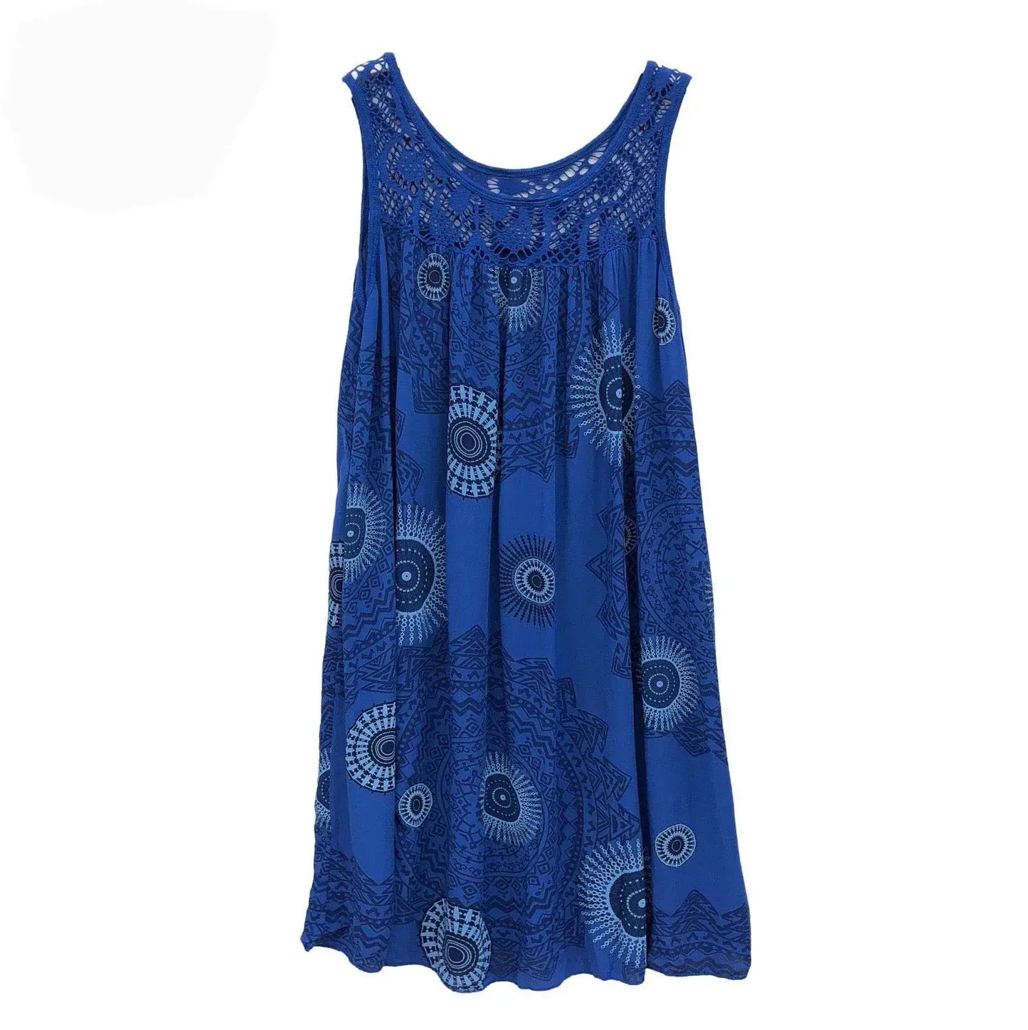 Damenbekleidung Sommer ärmelloses Trägerkleid Spitzenmuster ärmellos großer Schwung lockeres sexy Kleid langer Rock Übergröße