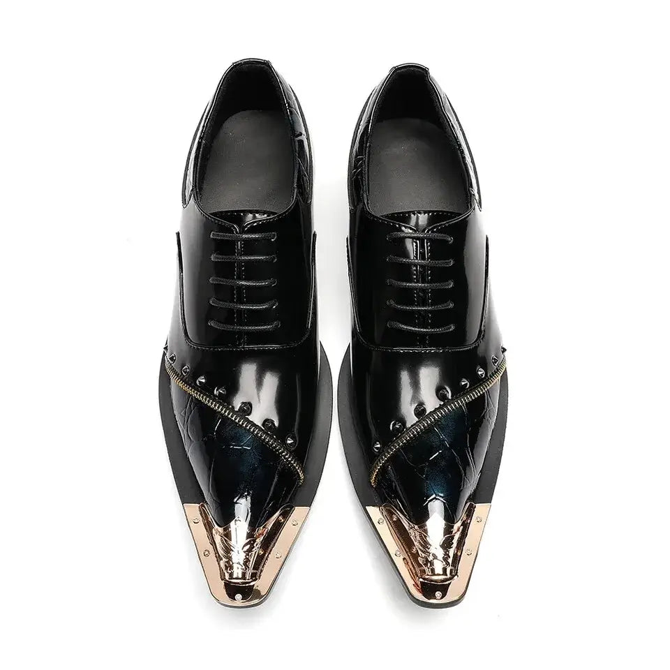 Luxusmarke Herrenschuhe Glitzer Gold italienische Hochzeitsschuhe Herren Leder Spitz Zehe Anzugschuhe Übergröße Herrenschuhe