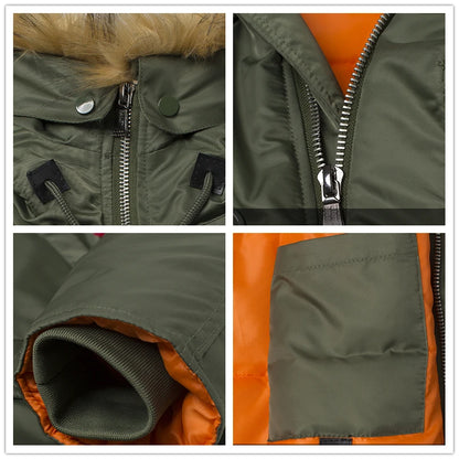 Winter N3B usaf waterproof puffer long coat military fur hood warm tactical bomber army thick us air force parka for men