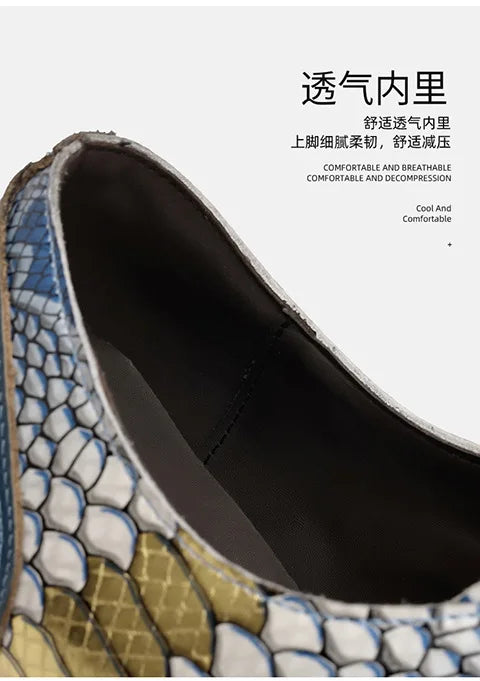 Luxusmarke Echtes Leder Herren Business Schuhe Mode Schlangenmuster Design Schnürschuhe Herren Business Anzug Bräutigam Hochzeitsschuhe