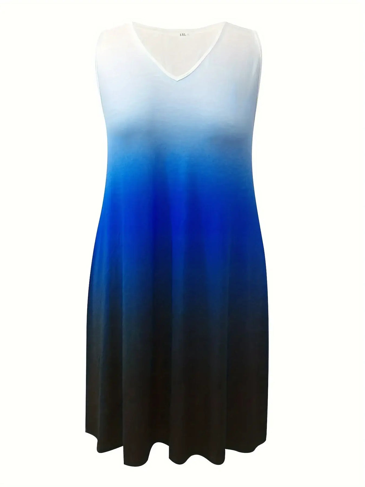 Plus Size Gradient Color Print Dress Vacation V Neck Tank Dress For Spring & Summer Women's Plus Size Clothing Sleeveless Dress