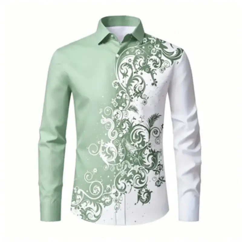 Herren Langarmshirt, europäisches und amerikanisches Herren Langarmshirt mit Aufdruck, Hemd mit europäischem Muster und Kragen, trendiges Freizeit-