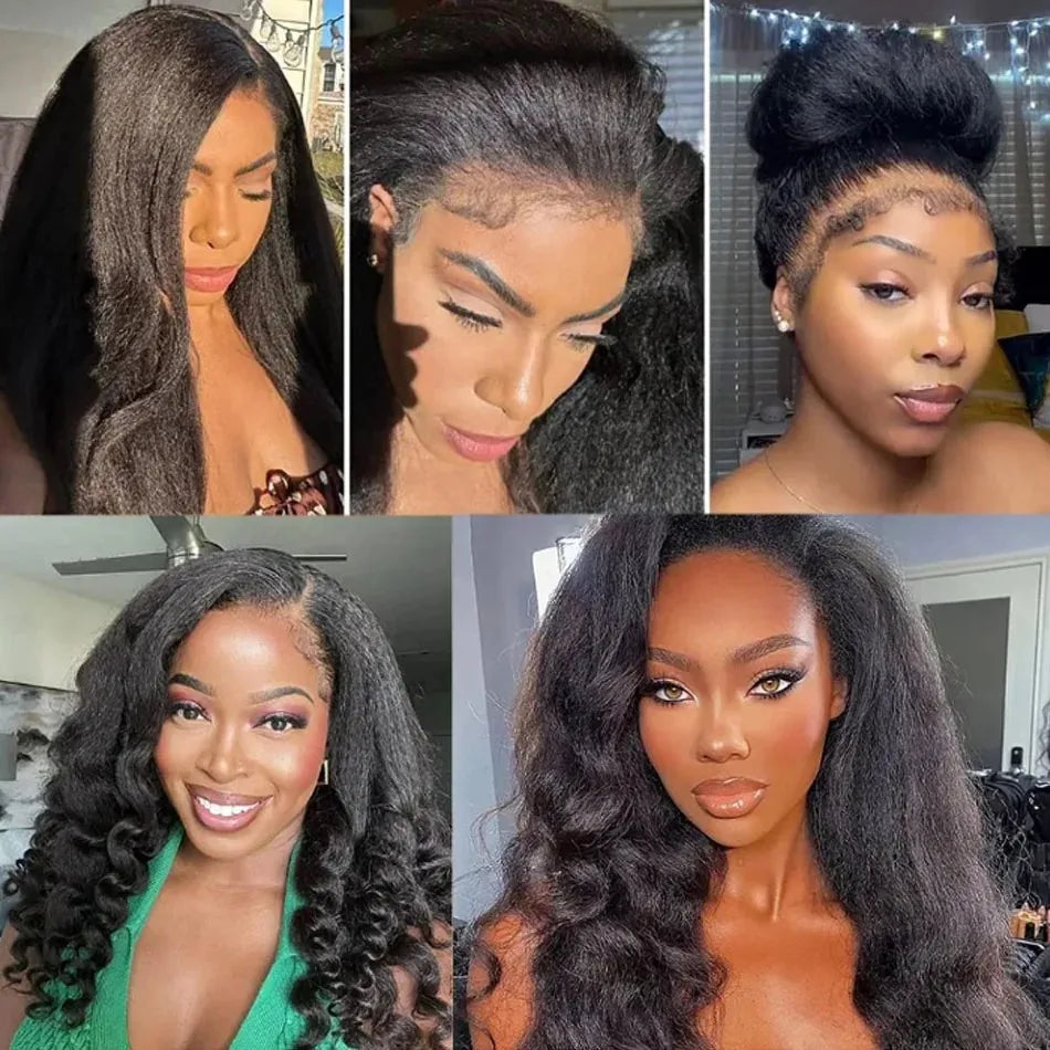 250 Density Kinky Straight Half Wigs Human Hair Flip Over Gluless 3 In 1 Half Wig With Drawstring 40 Inch Wear And Go For Women