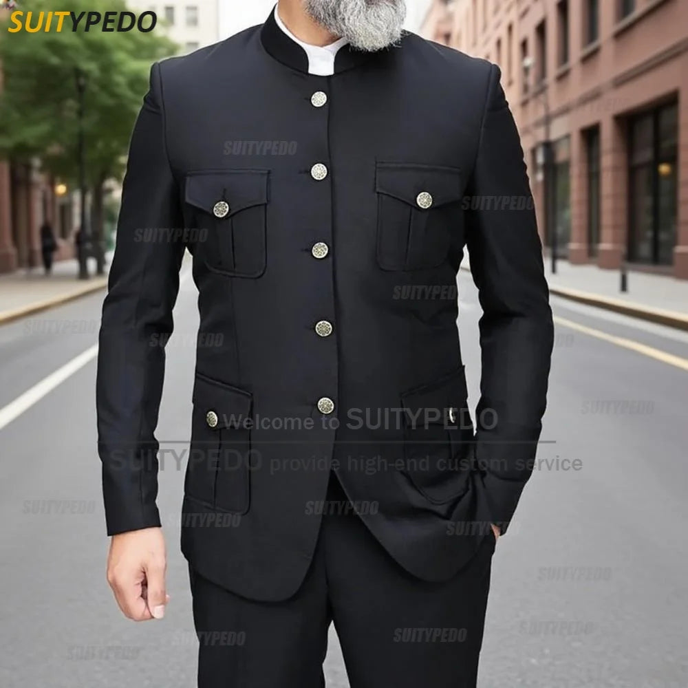 Formal Black Suit For Men Fashion Single Breasted Blazer And Pants Wedding Party Groom Texudos 2 Pieces Set Homme Costumes