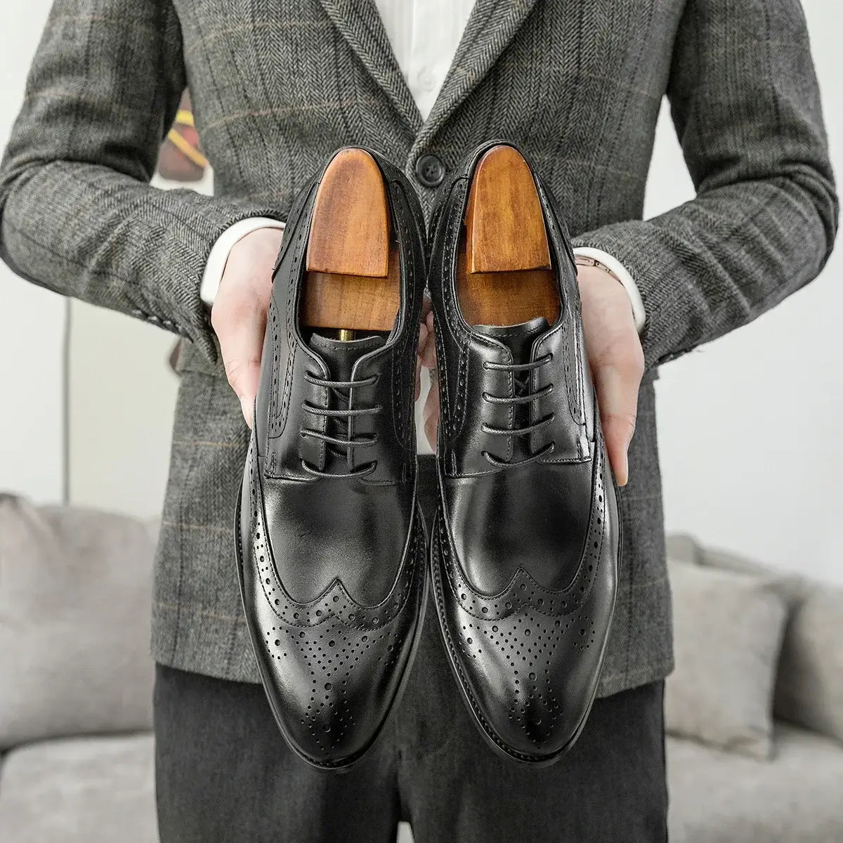 Hanmce Schuhe für Herren mit kostenlosem Versand, mehrfarbig, modisch, atmungsaktiv, Business, Hochzeit, Brogues