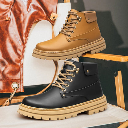 Man Elevator Oxford Chunky Shoes Men Chelsea Boots Leather Ankle Sneakers  Plus Size 37-48