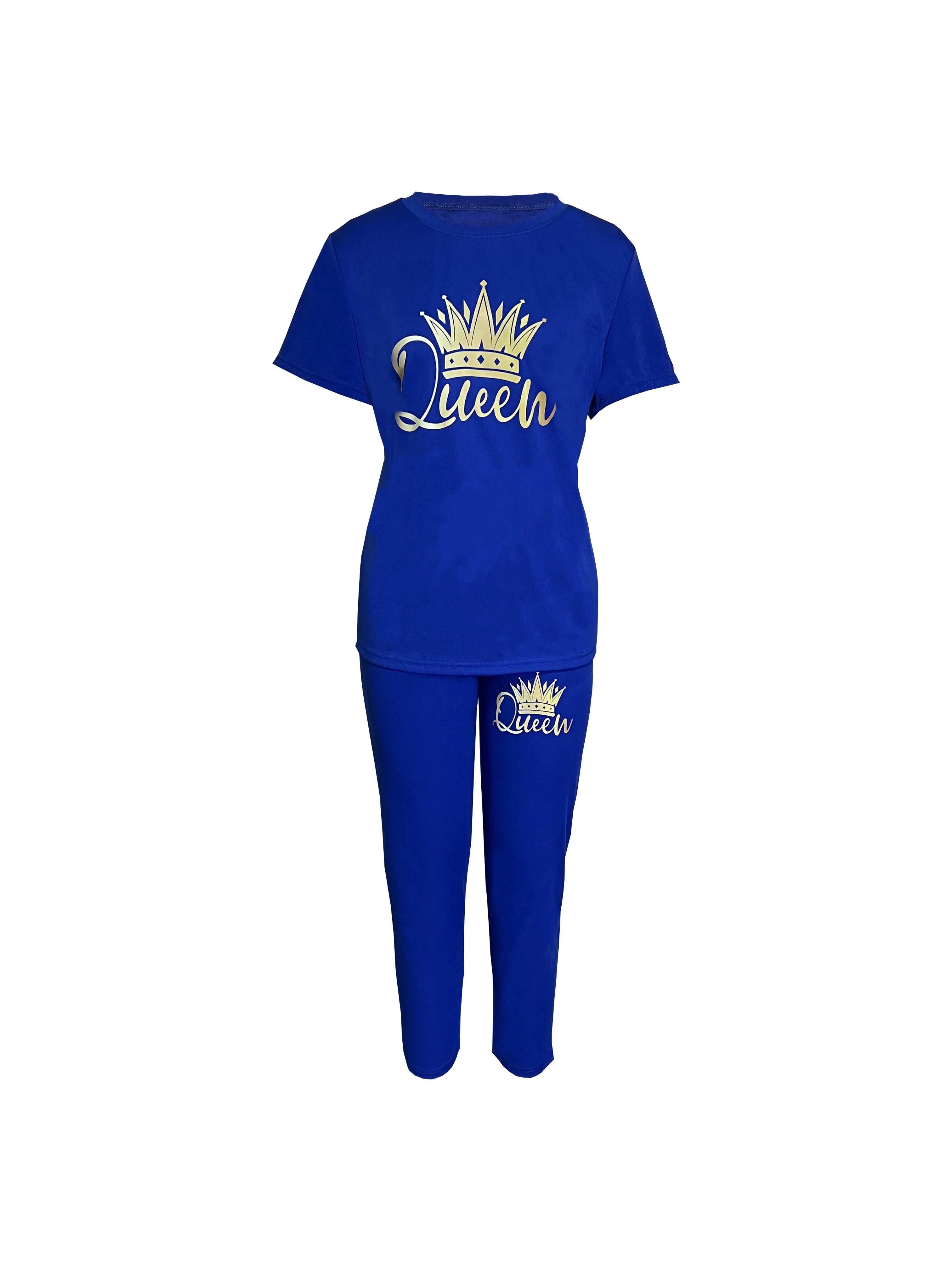 AliExpress Europe and America New Summer Plus Size Women's Printed Comfortable Casual Set