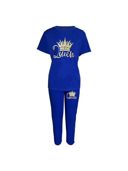 AliExpress Europe and America New Summer Plus Size Women's Printed Comfortable Casual Set