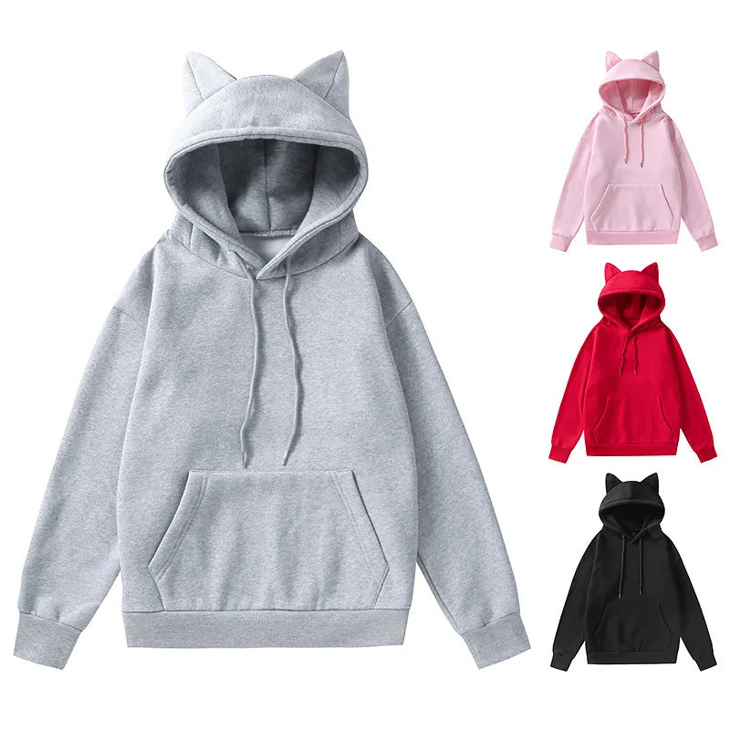 2024 New Winter Men's Hoodie Sweater Pullover South Korea Fashion Men's Cat Ears Cute Japanese Top Personality Sweatshirt Women