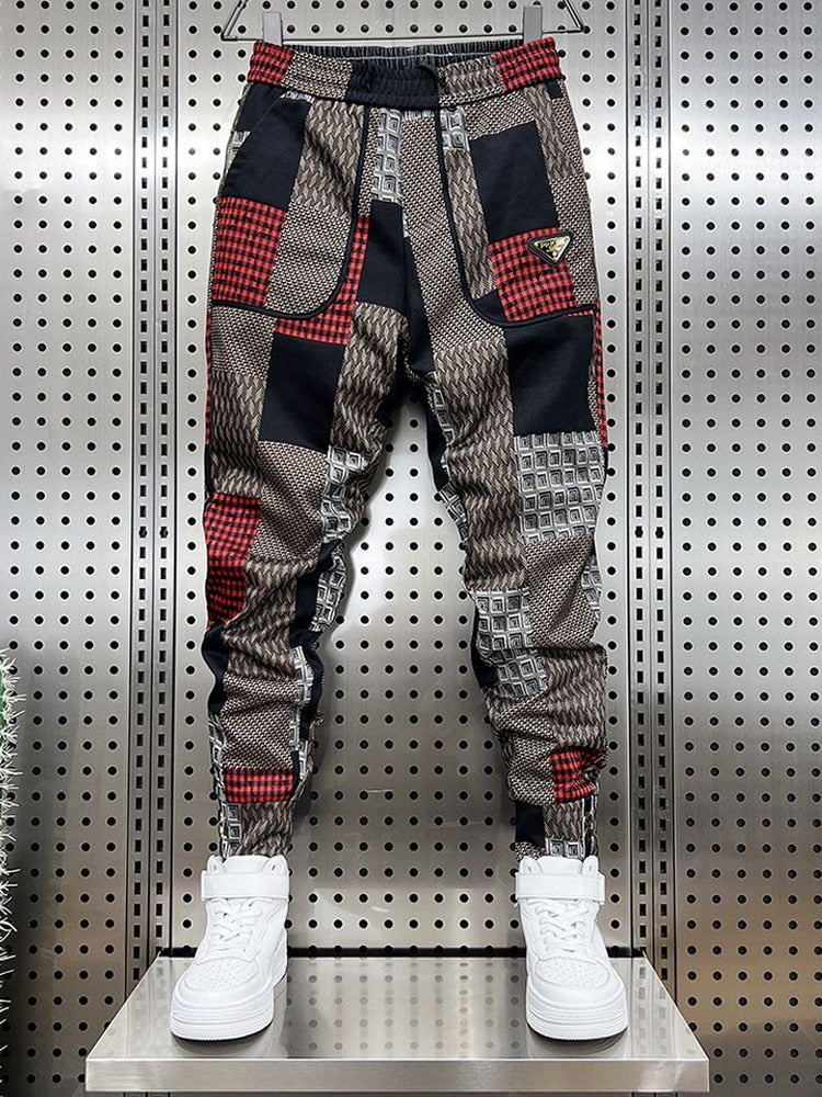 Pantaloni de jogging pentru bărbați, brand de designer, hip hop, îmbrăcăminte de stradă, nou în modă, pantaloni largi în carouri, cu flori, pantaloni de sport casual Harajuku, în aer liber