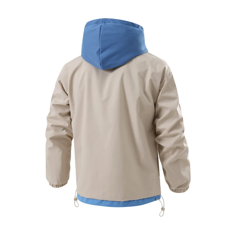 Autumn Winter Men's Bomber Jackets Fashion Men Mock Two-piece Hooded Cardigan Coats Men Windbreaker Loose Baseball Jackets 4XL