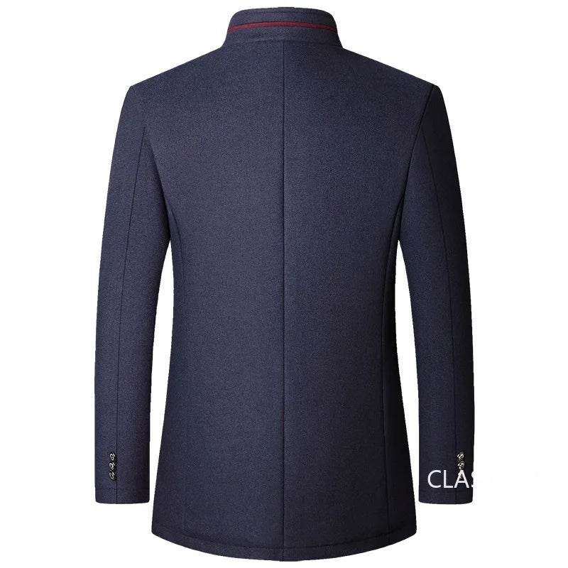 Men Woollen Trench Coats Cashmere Blazers Jackets Stand-up Collar Business Casual Suits Coats Male Winter Jackets and Coats 4