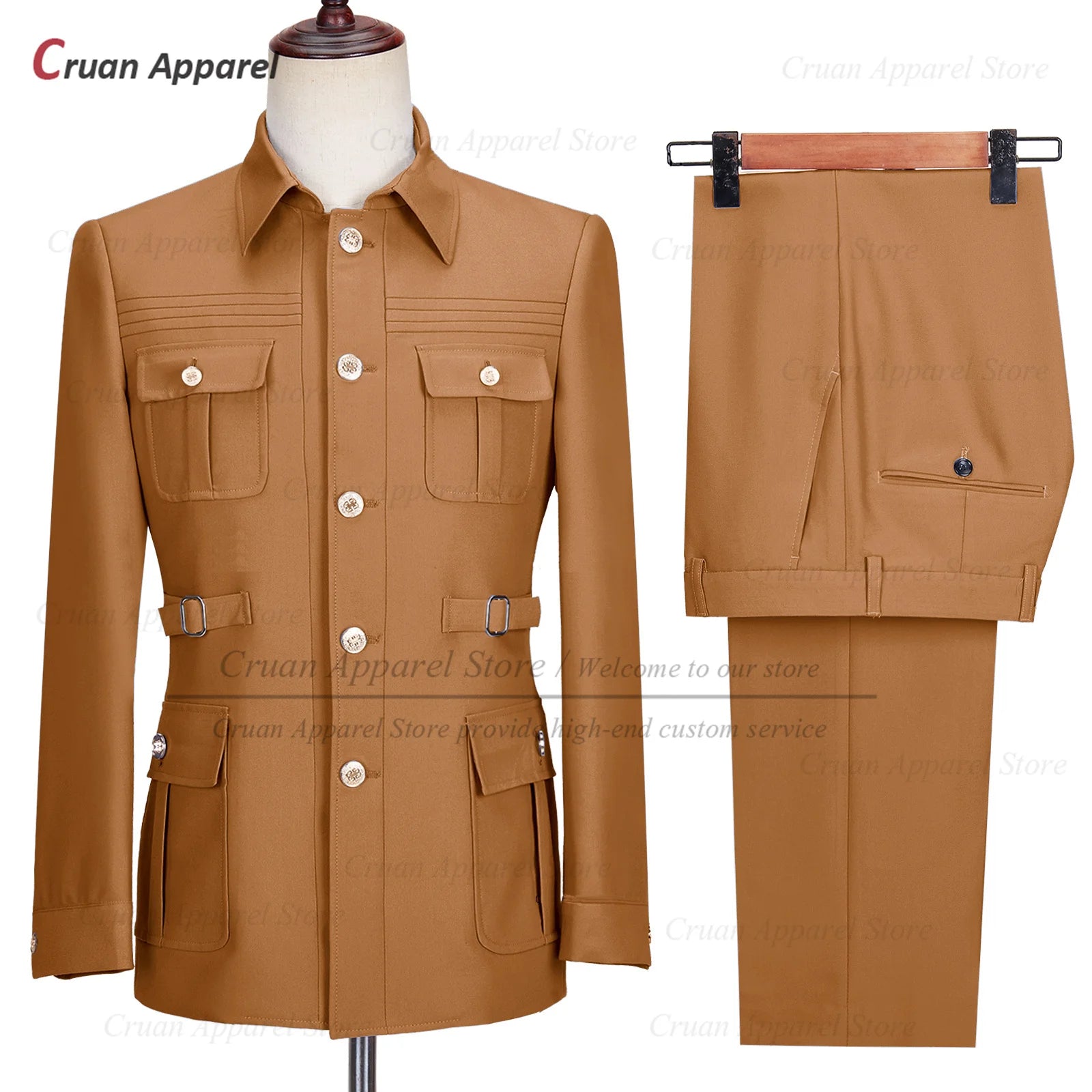 Fashion Men Suit Sets Costumes Formal Chinese Tunic Suit Blazer Pants 2 Pieces Tailor-made Wedding Business Prom Slim Fit Tuxedo