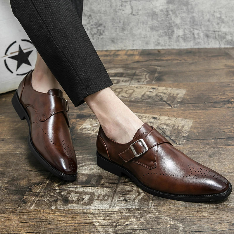 Men's Leather Slip-On Loafers – Casual Dress Shoes