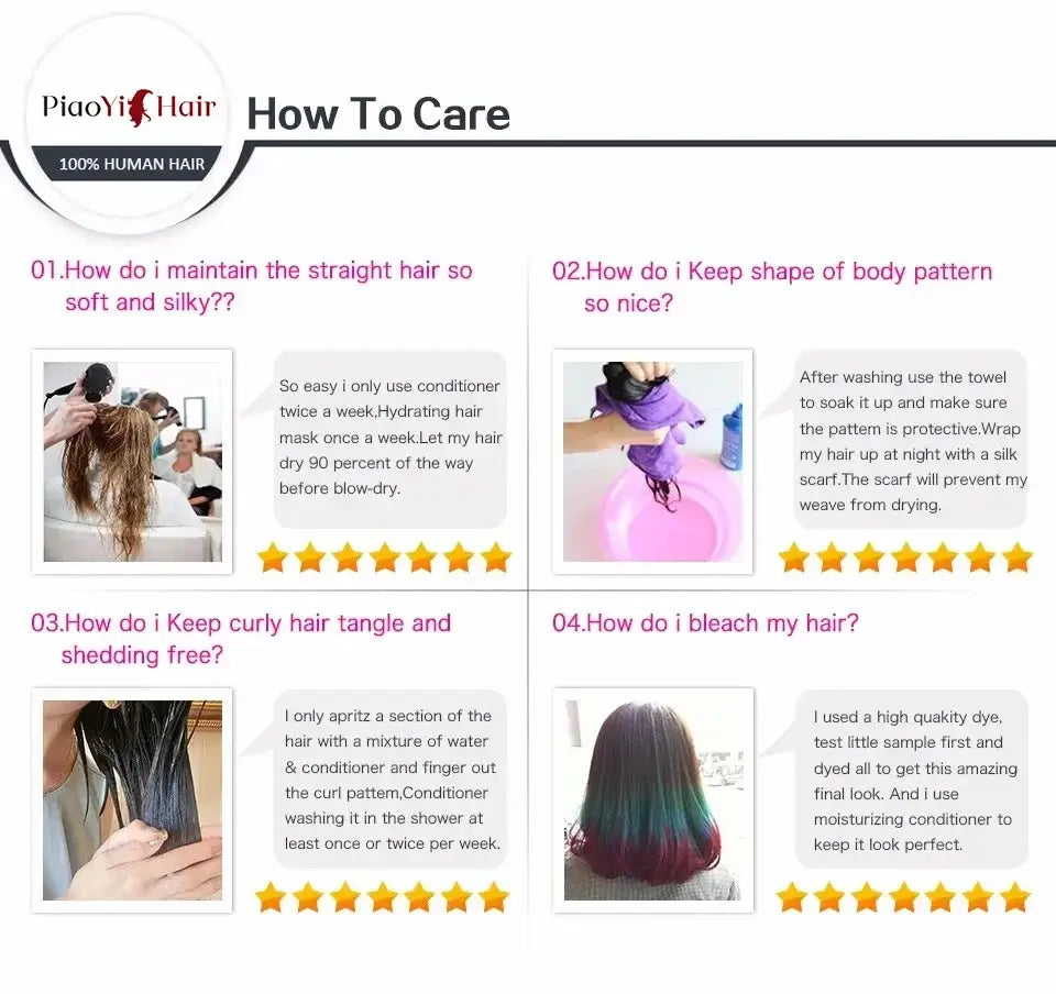 How to care for Body Wave 13x6 13X4 HD Lace Frontal Brazilian Human Hair care tips and instructions.