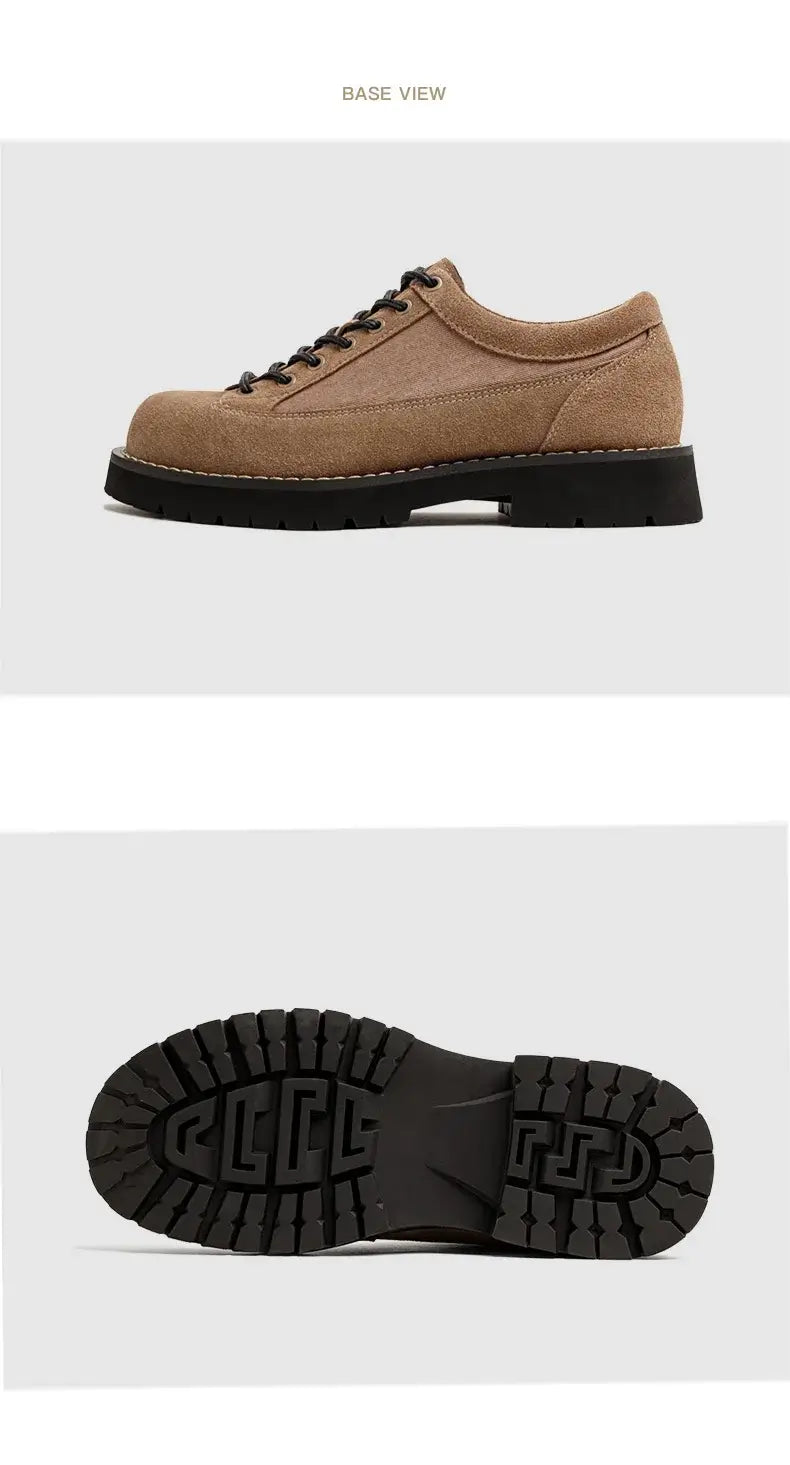 Maden Vintage Cow Shoes Lace-up Thick-soled Low-cut Work Shoes Casual Shoes for Men's Fall and Winter Dress Shoes