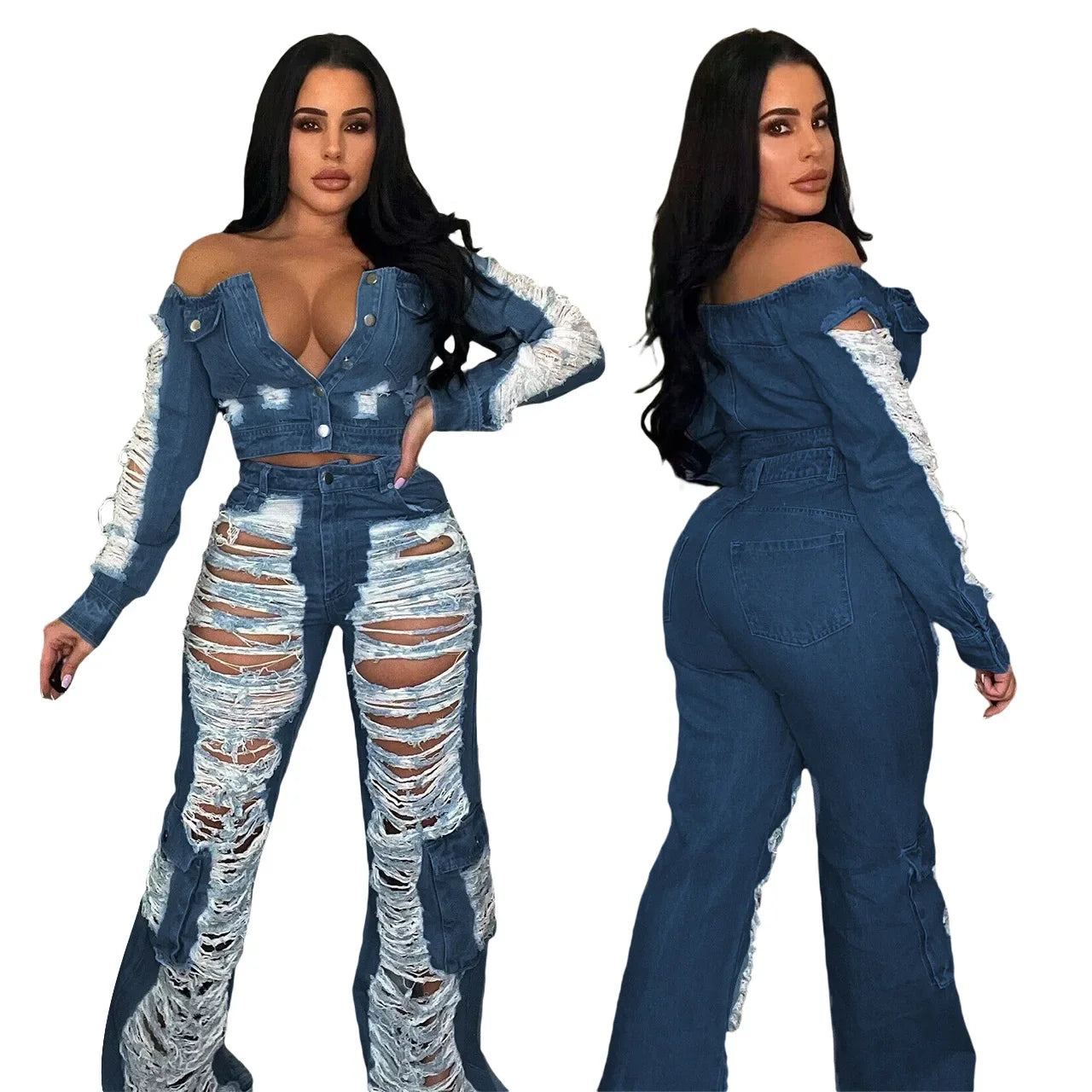 Casual Denim Women Fashion Stretch Jeans Women High Waist Streetwear Pencil Pant Trousers Ripped Jeans for Women Bottom Clothing