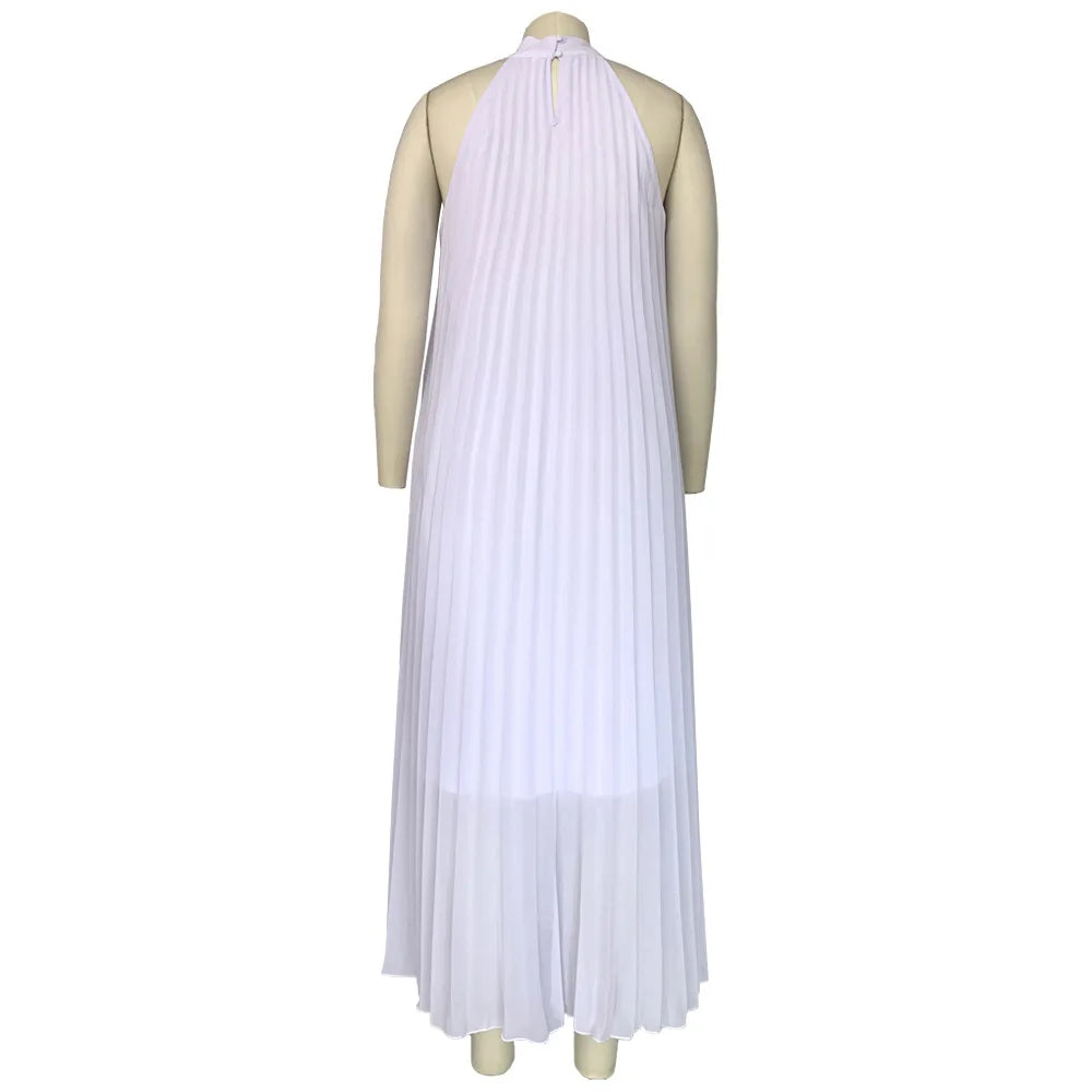 Wmstar Damen Übergröße Langarmkleid Ärmellos Bandage Neckholder Hohl Gesplitzt A-Linie Maxikleider Outfits Großhandel Dropshipping