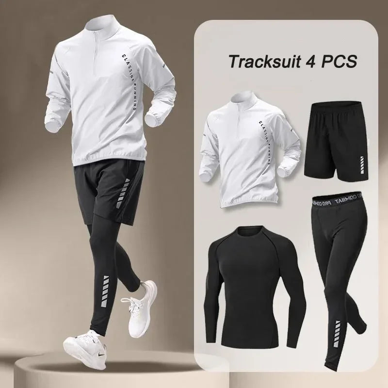 2025 summer Men's Quick Dry Jacket Suit 1-4 piece Outdoor Fitness Running Sets Sports Jogging Pants Workout Clothes Sportswear