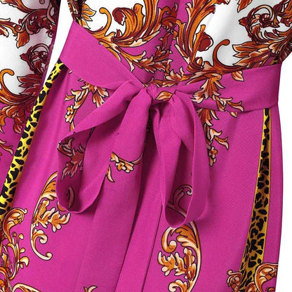 VONDA Maxi Dress  Summer Women Bohemian Printed Party Sundress Long Sleeve Stand Collar Casual Robe Holiday Vestidos Belted