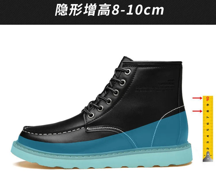 2024 Men Boots Elevator Shoes Hidden Heels High Soft Leather Heightening Shoes For Man Increase Insole 10CM 8CM 6CM Height Boots