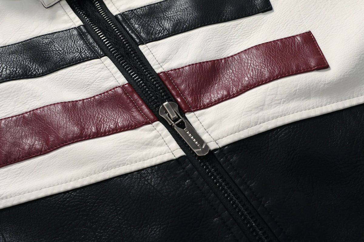 Men's PU Leather Coat Thickened Biker Jacket