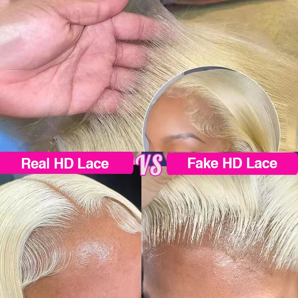 613 Colored Straight Human Hair 13x4 HD Blonde Lace Front Wigs 200 Density 13x6 Transparent Full Lace Frontal Wigs 44 46 Inches