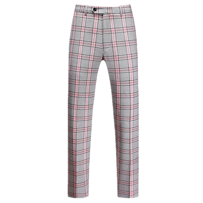 New Autumn Men's Asian Size Slim Fit Suit Pants, Black White Plaid Pant, Red Blue Vertical Striped Trousers. M-5XL 6XL