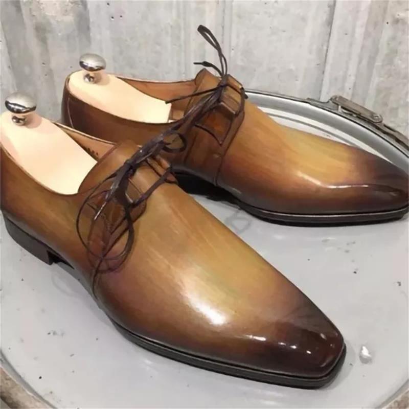 Fashion Oxford Shoes Men Shoes Business Casual Wedding Party Daily Classic PU Solid Color 3D Printing Smudge Lace-Up Dress Shoes