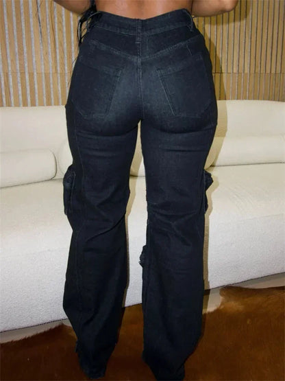 Wmstar  Autumn Style Personalized Women Pants with Tassel Diamond Pieces Mid Waist Straight Leg Jeans Wholesale Dropshipping