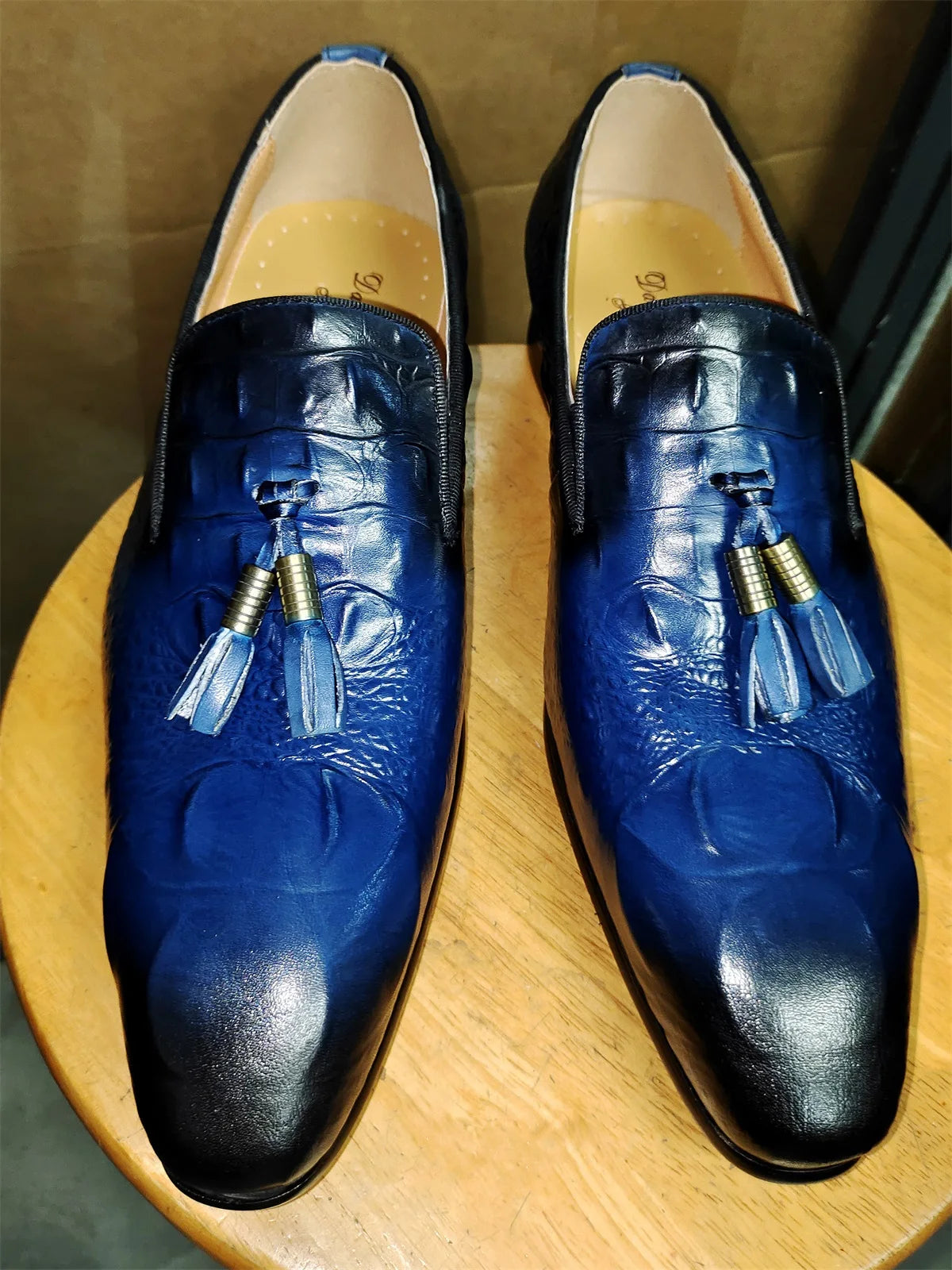 Men's Genuine Leather Tassel Loafers Black Formal Slip-On Dress Shoes Wedding Men's Footwear 2025 Style