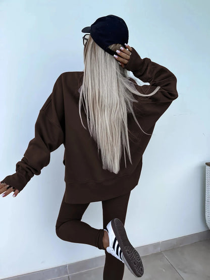 Spring summer  new Shirt  casual loose-fitting sweater tight pants 2 piece suit sets for women 2 pieces trousers sets