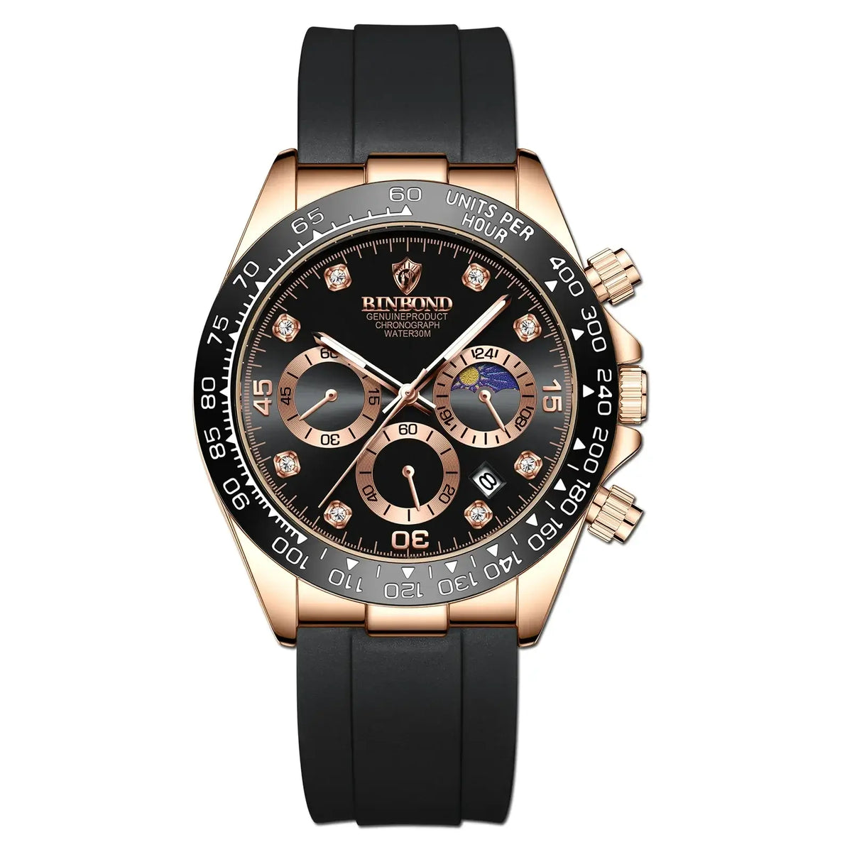 BINBOND Precise Chronograph Men's Watch Authentic Sports Quartz Watches For Men Luxury Luminous Waterproof Sturdy Casual Reloj
