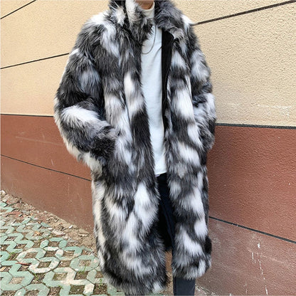 Autumn Winter Fur Coat Men's Warm Thick Parka Men Casual Long Maxi Man Streetwear Wild Loose Jacket Male Windbreaker Overcoat
