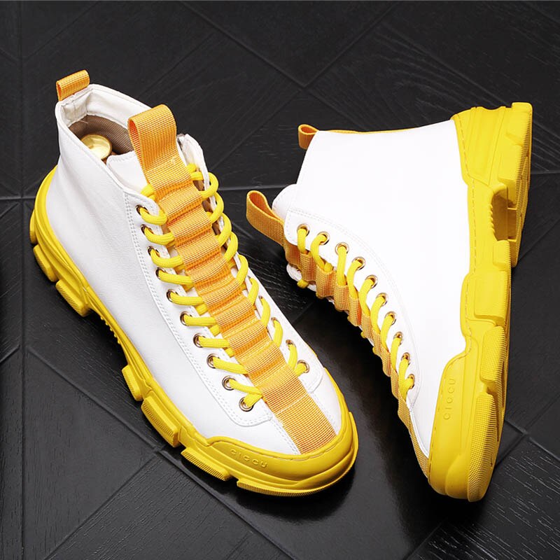 Top Quality Fashion Men's Casual Shoes leather Platform Men Sneakers Male Man Trending Leisure High Tops Shoes for Men