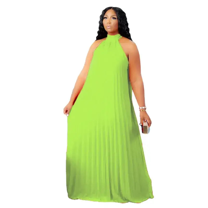 Wmstar Damen Übergröße Langarmkleid Ärmellos Bandage Neckholder Hohl Gesplitzt A-Linie Maxikleider Outfits Großhandel Dropshipping