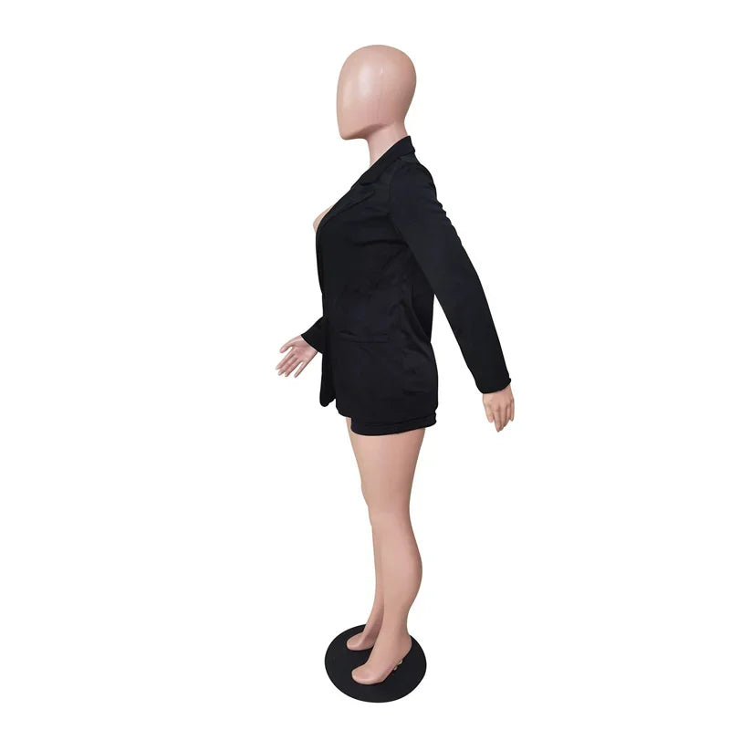 Elegant Business Workwear Blazer Suits Womens Two Peice Sets Office Lady Blazer Coat + Short Sets 2 Piece Matching Sets Outfits