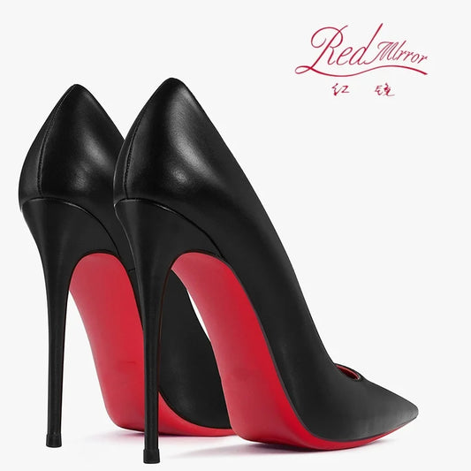 Shoes For Women  Trend Leather Luxury Red Bottoms High Heels 12cm Pointed Toe Stiletto Pumps Comfortable Party Wedding Shoes